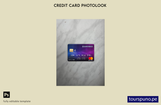 listo para imprimir plantilla frontal de fotolook de mastercard del banco BICE d